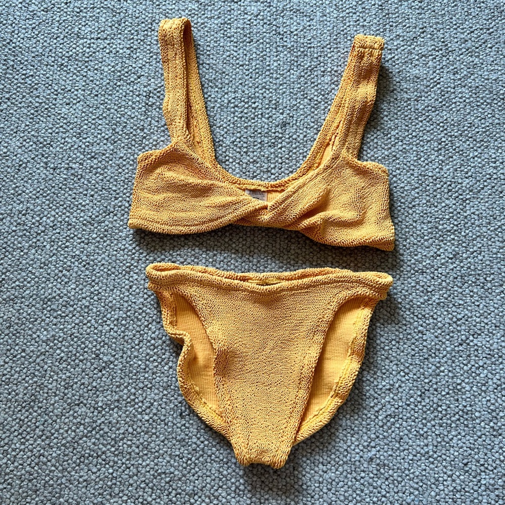 Hunza G twist top bikini and bottoms
